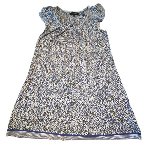 Ellen Tracy Small Blue & White Animal Print Night Gown - Picture 1 of 7